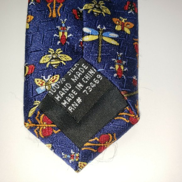 Looney Tunes Taz Tazmanian Devil Butterflies Dragonflies Necktie Tie Navy EUC - Picture 6 of 10